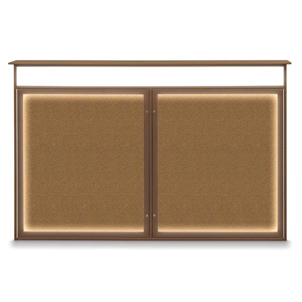 United Visual Products Sliding Door Wood Corkboard, 48"x36", Waln UV9003OCS-WALNUT-CLOUD - main